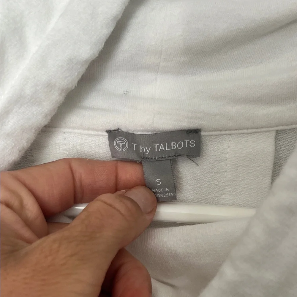 Talbots Classic White Cowl Neck Sweatshirt with drawstring size small
